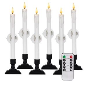 Set of 6 Flameless White Candles with Remote